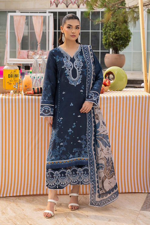 Saad Shaikh | Lawn 25 | Navy Blue - Blue Mirage - Official Saad Shaikh stockist in UK - Sakeena London