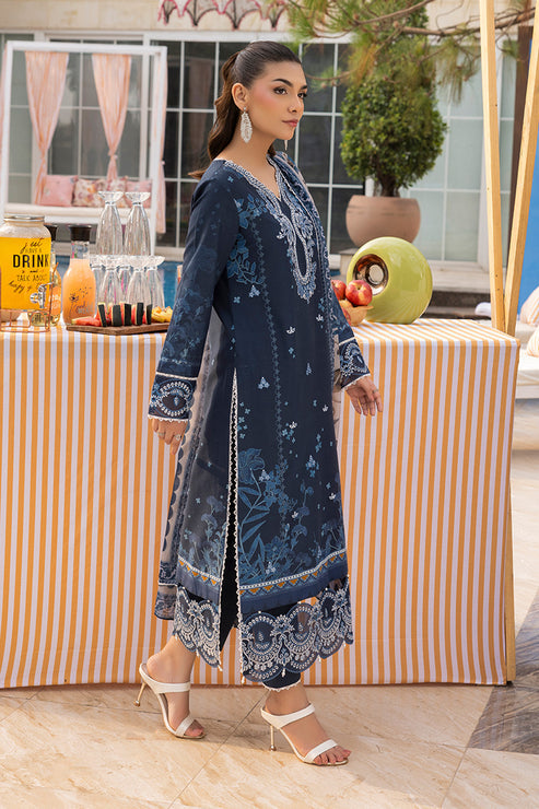 Saad Shaikh | Lawn 25 | Navy Blue - Blue Mirage - Official Saad Shaikh stockist in UK - Sakeena London