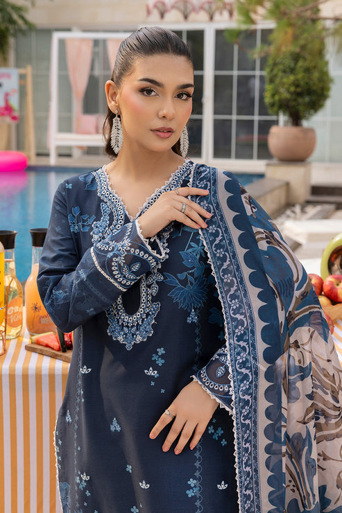 Saad Shaikh | Lawn 25 | Navy Blue - Blue Mirage - Official Saad Shaikh stockist in UK - Sakeena London