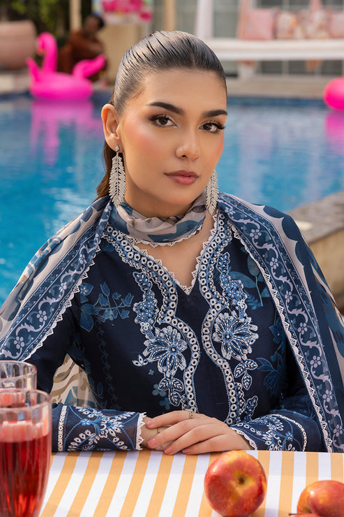Saad Shaikh | Lawn 25 | Navy Blue - Blue Mirage - Official Saad Shaikh stockist in UK - Sakeena London