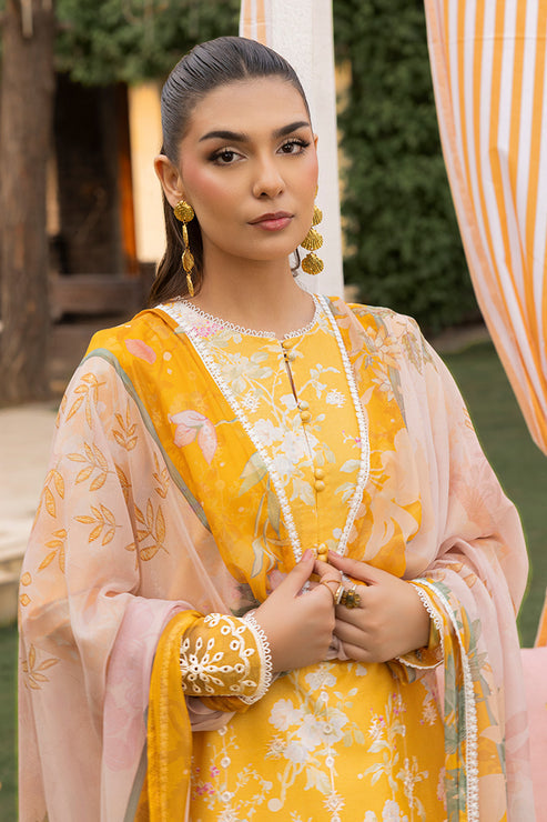 Saad Shaikh | Lawn 25 | Yellow - Amber Bloom - Official Saad Shaikh stockist in UK - Sakeena London