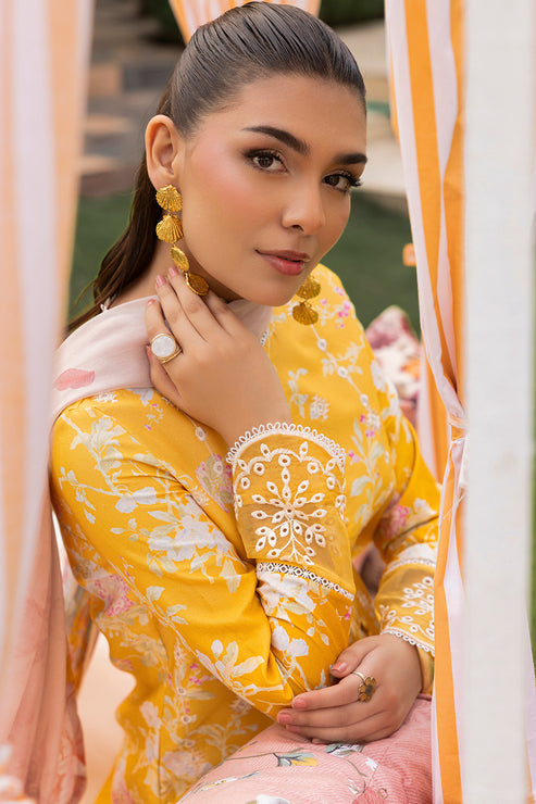 Saad Shaikh | Lawn 25 | Yellow - Amber Bloom - Official Saad Shaikh stockist in UK - Sakeena London