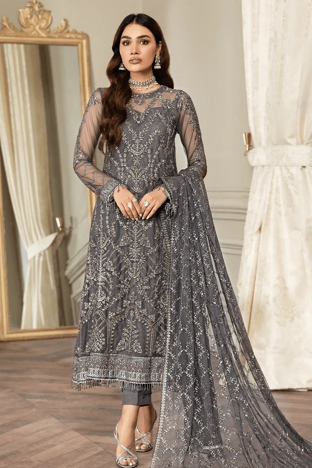 Zarif | Mehroz Formals | Storm Grey - Official Zarif stockist in UK - Sakeena London