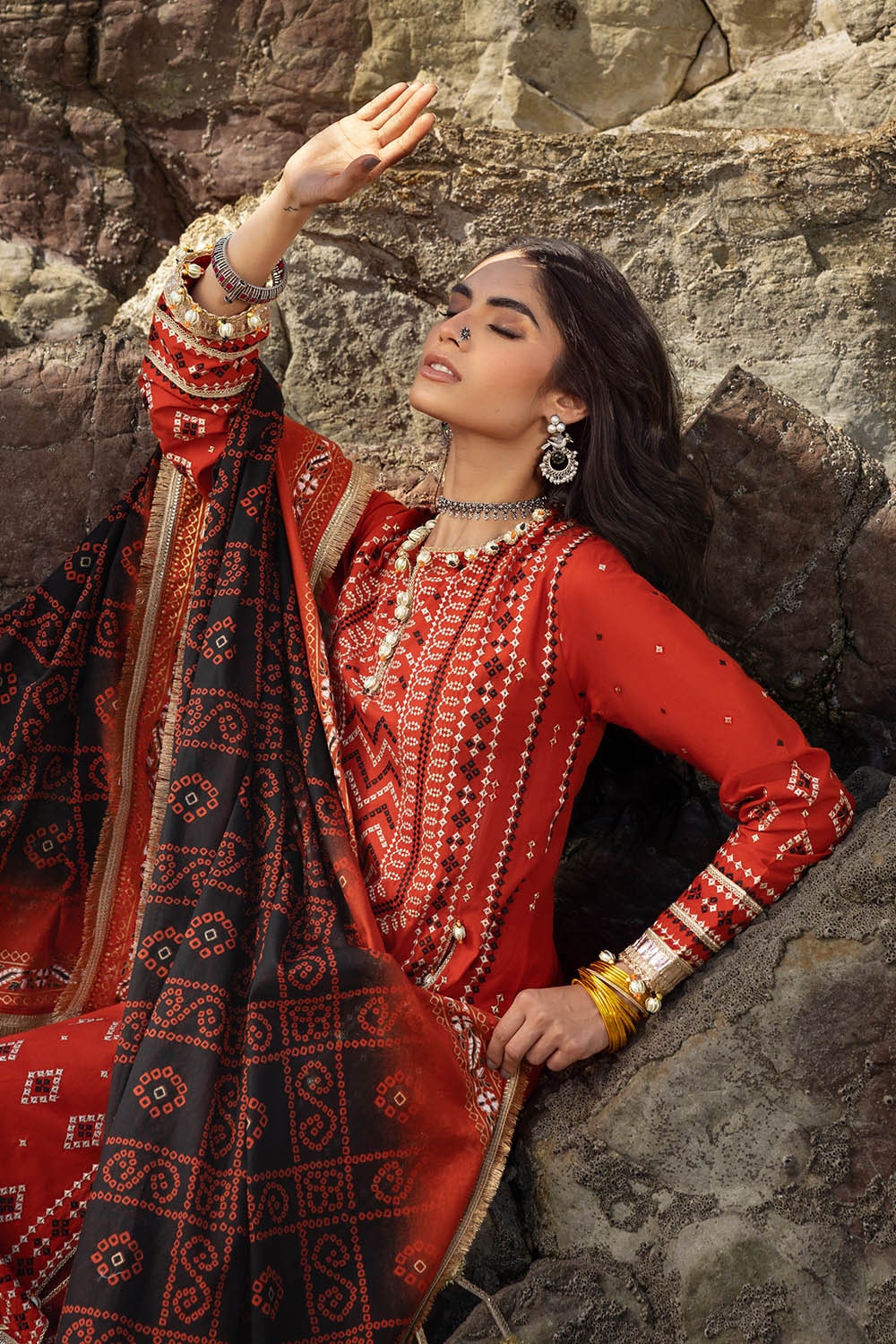 Gul Ahmed | Chunri Lawn 25 | CL-52443 - Official Gul Ahmed stockist in UK - Sakeena London