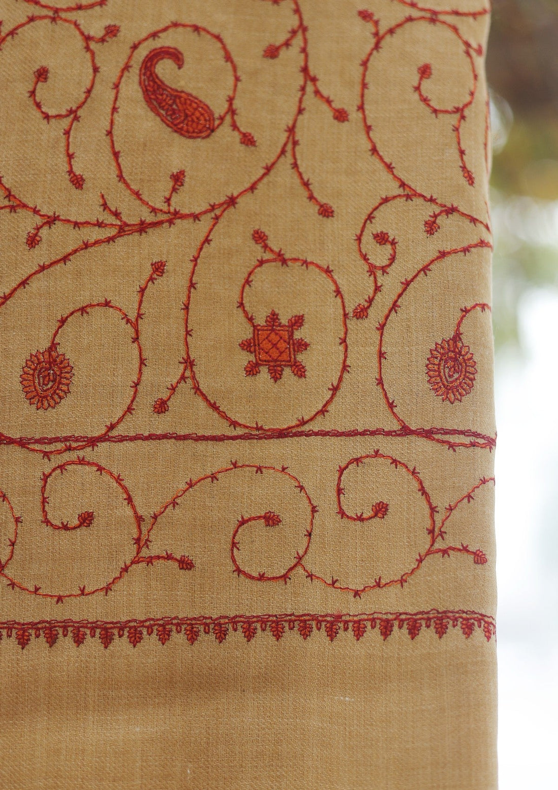 Wool Emboridered Shawl D - 02B - GOLDEN