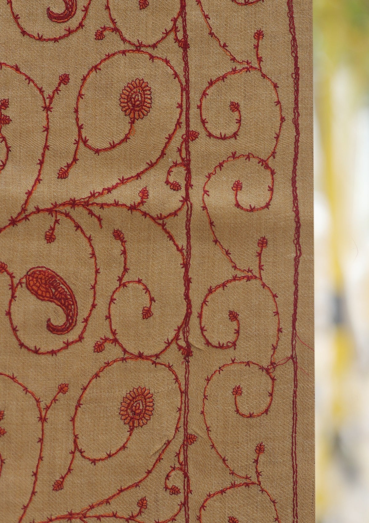 Wool Emboridered Shawl D - 02B - GOLDEN