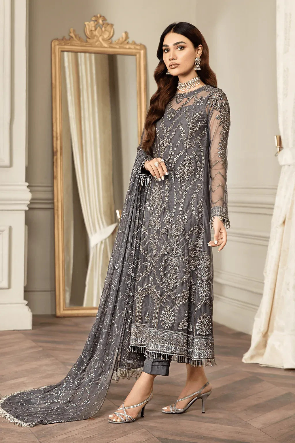 Zarif | Mehroz Formals | Storm Grey - Official Zarif stockist in UK - Sakeena London