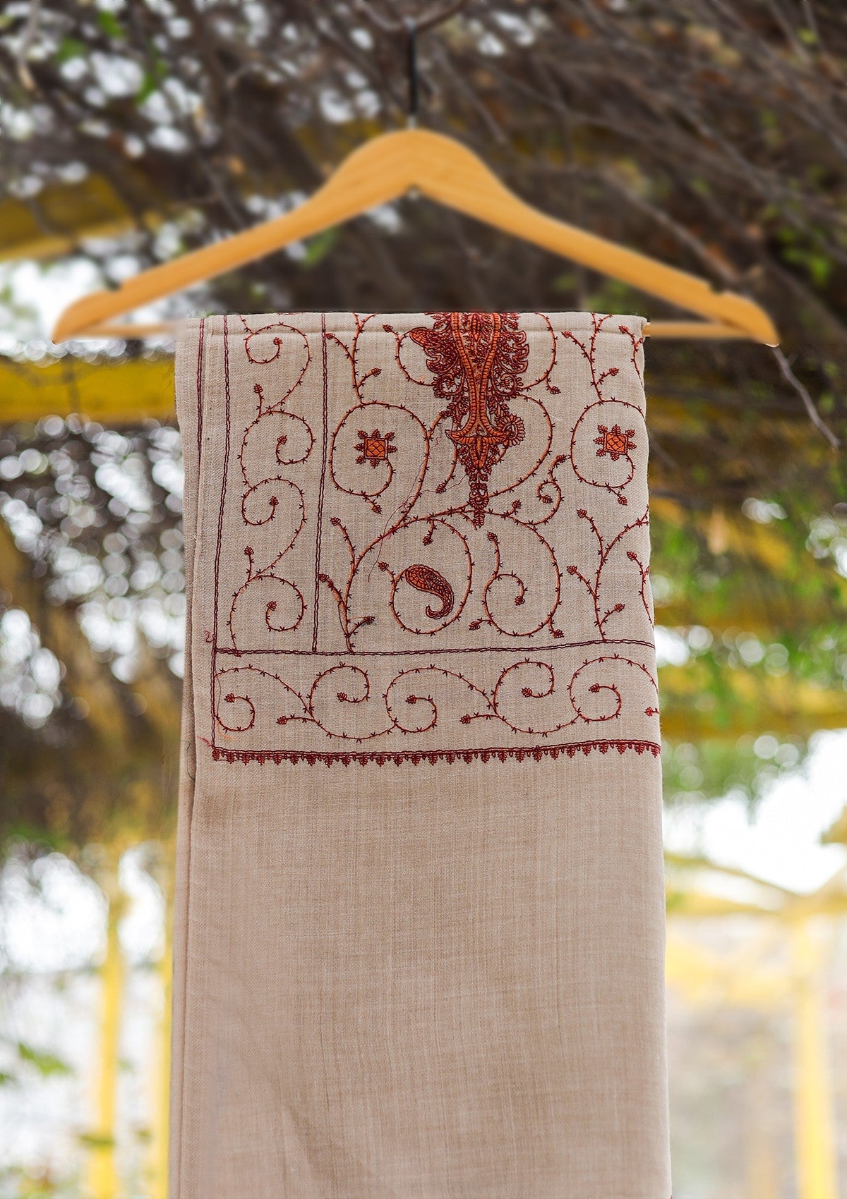 Wool Emboridered Shawl D - 02C - D SKIN