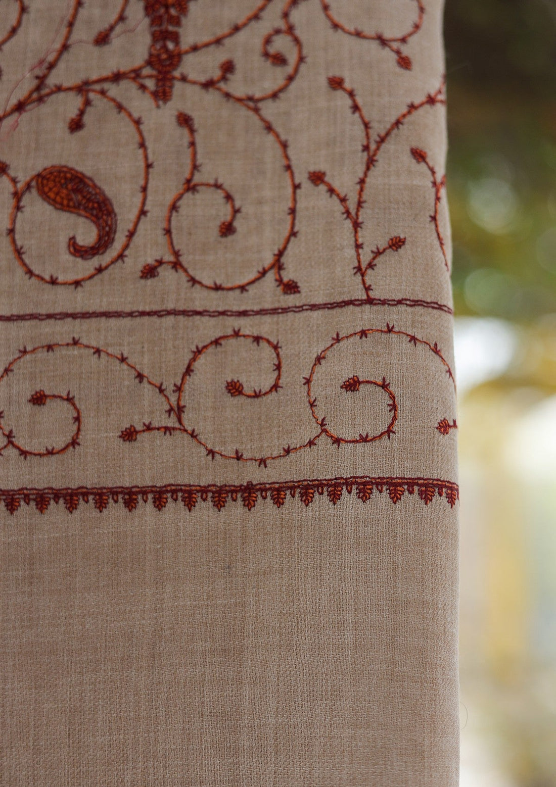 Wool Emboridered Shawl D - 02C - D SKIN