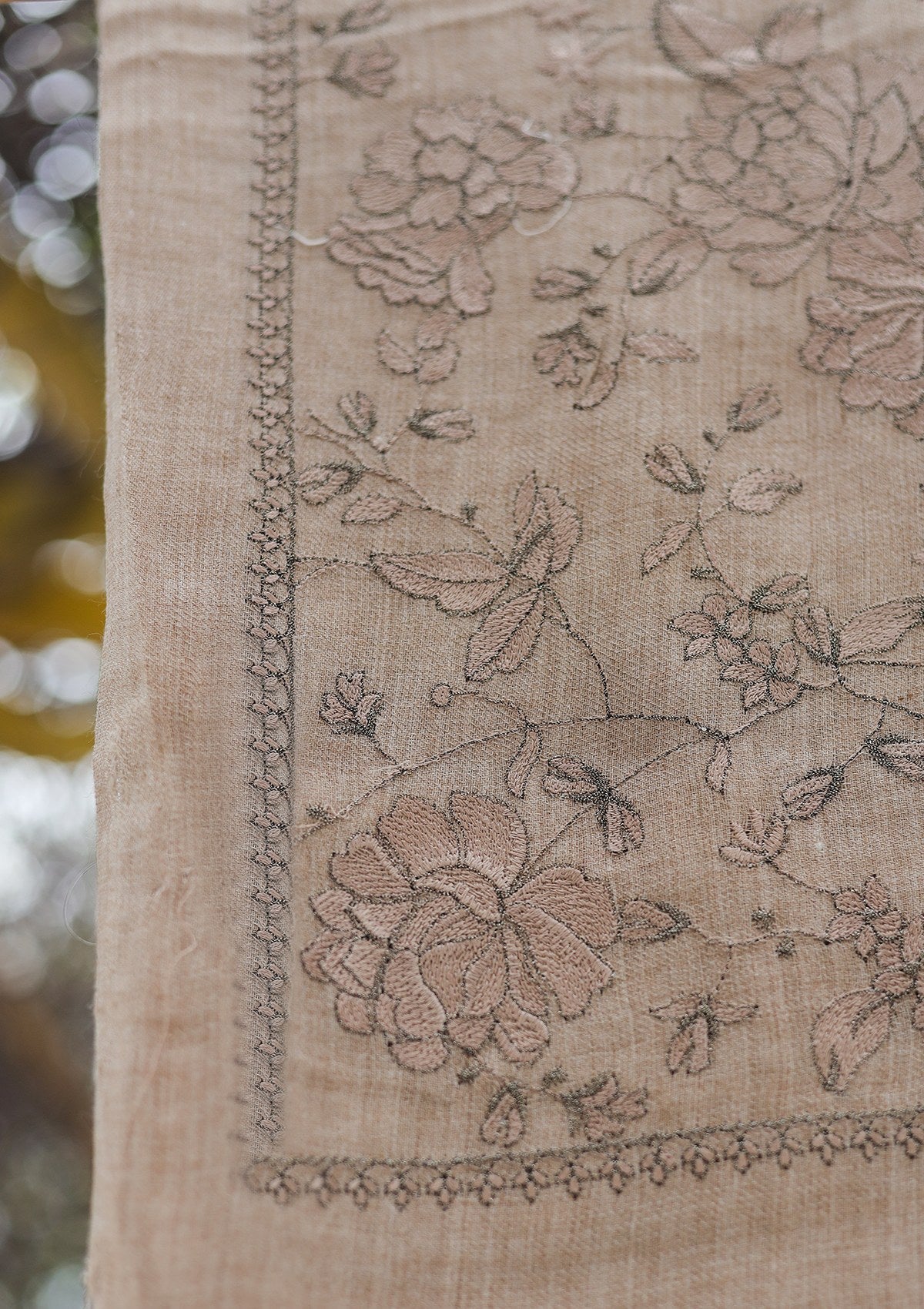 Wool Emboridered Shawl D - 06B - SKIN