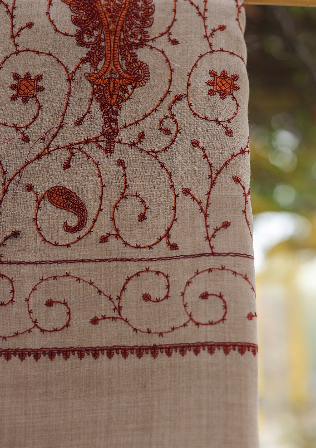 Wool Emboridered Shawl D - 02C - D SKIN