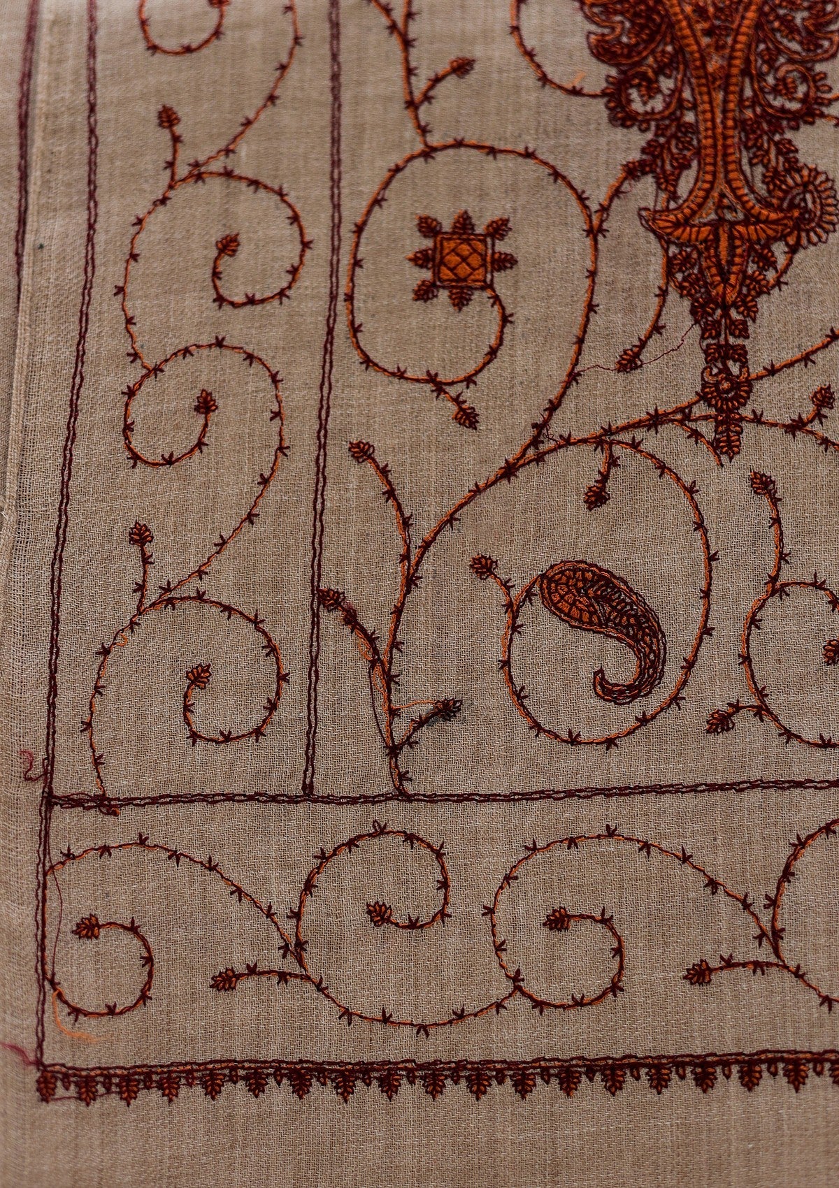 Wool Emboridered Shawl D - 02C - D SKIN