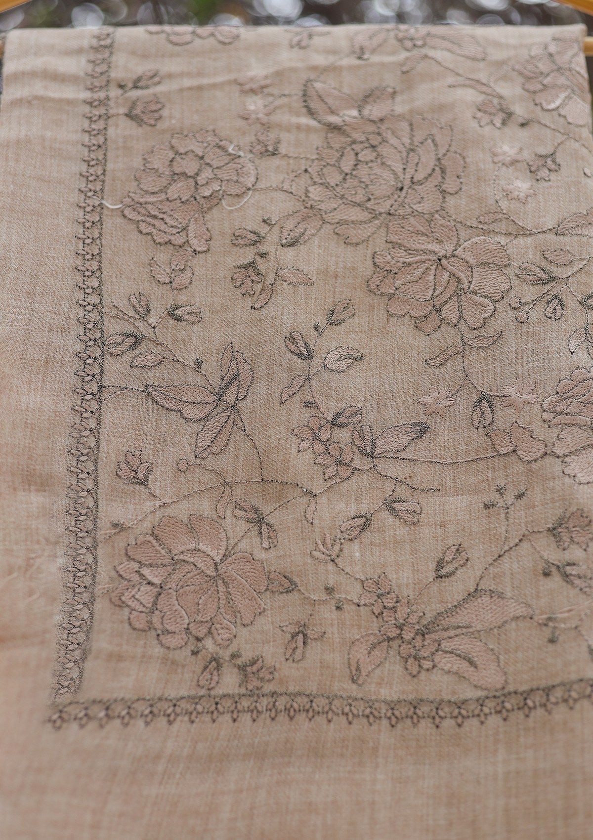 Wool Emboridered Shawl D - 06B - SKIN