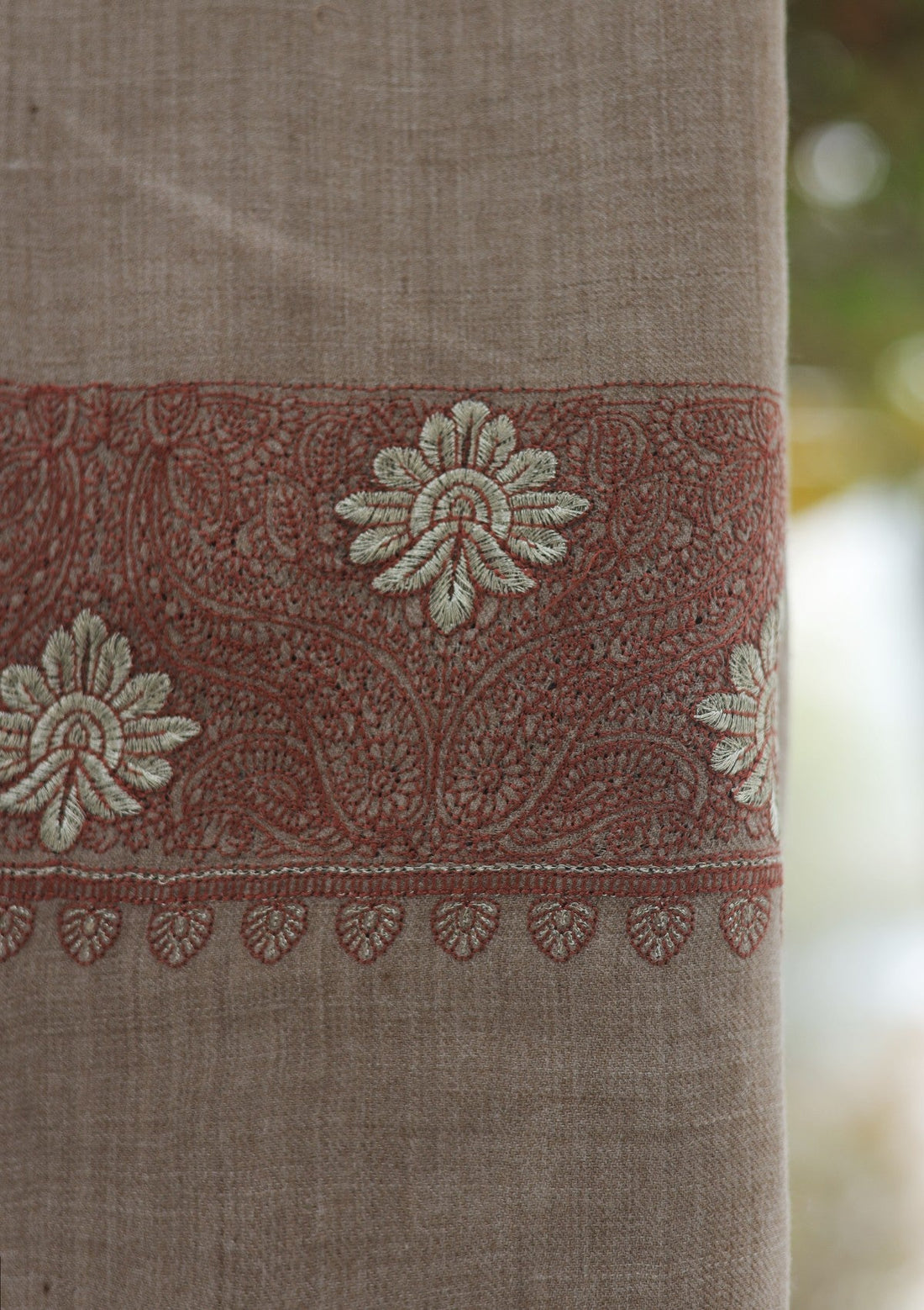 Wool Emboridered Shawl D - 03A - SKIN