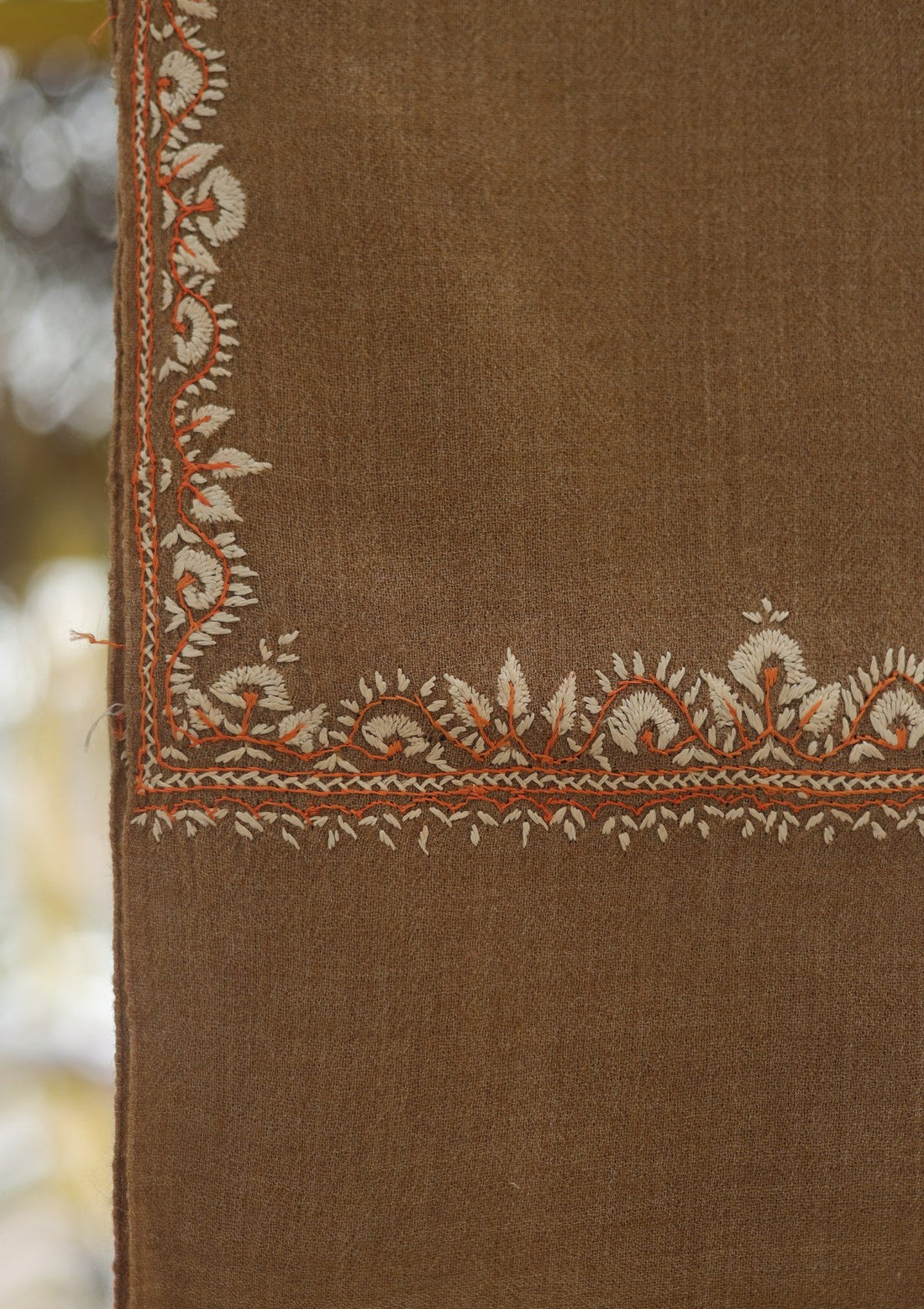 Wool Needle Work Shawl D - 66 - G BROWN