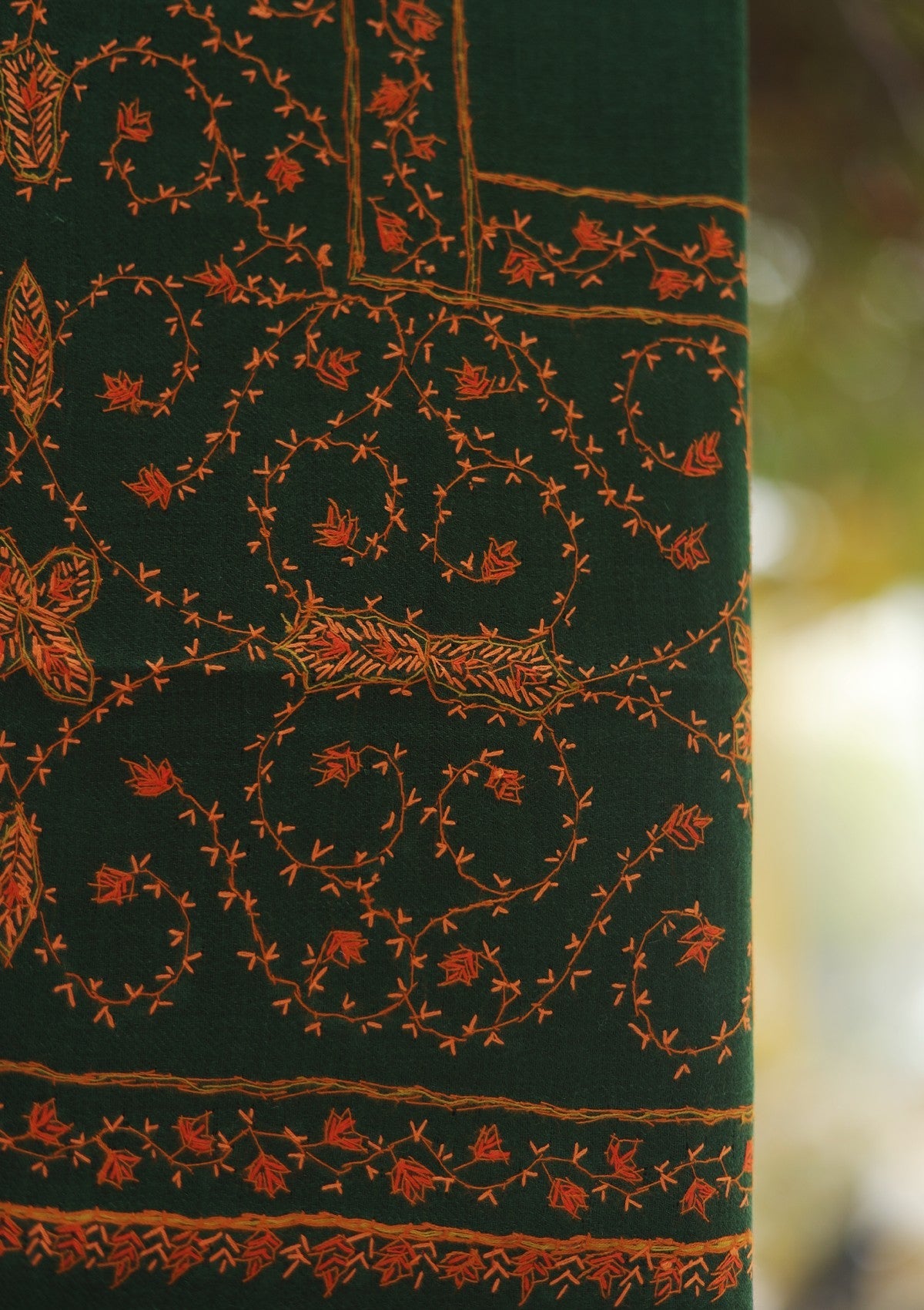 Wool Needle Work Shawl D - 56 - B GREEN