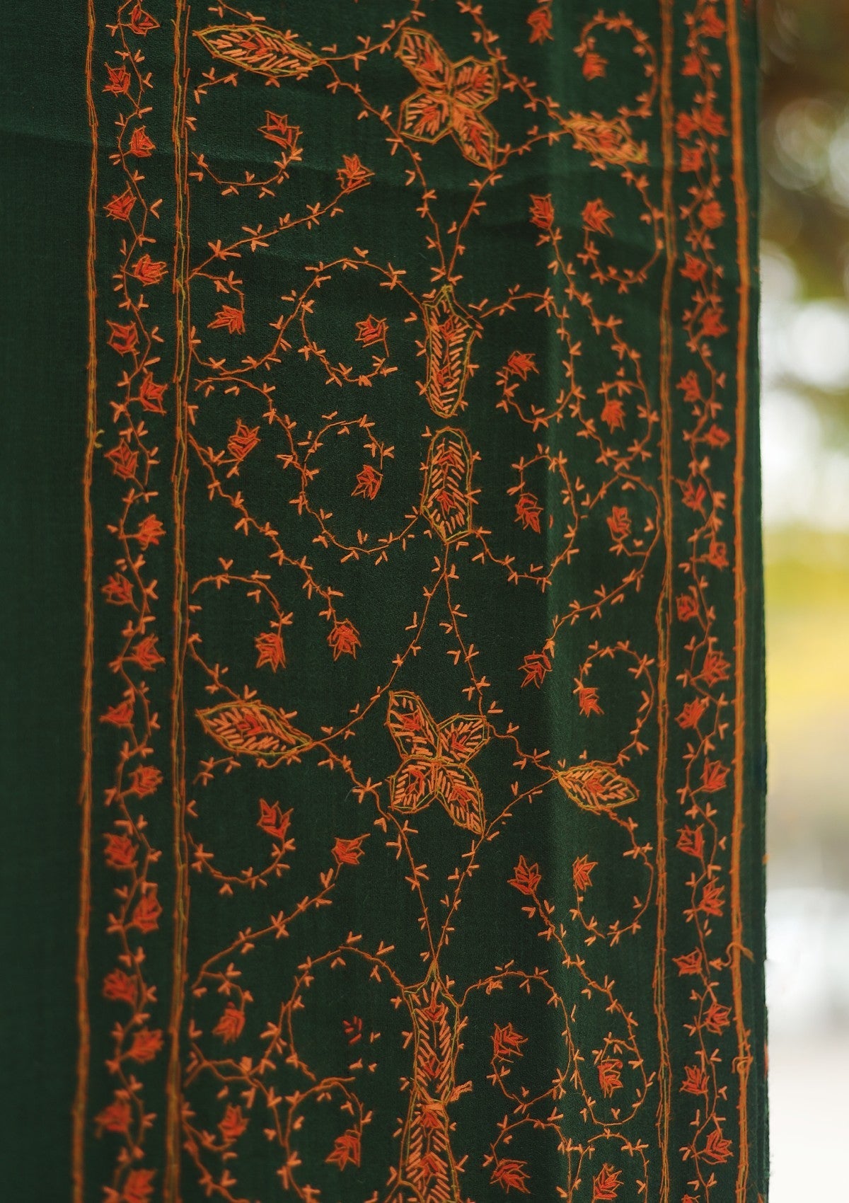 Wool Needle Work Shawl D - 56 - B GREEN