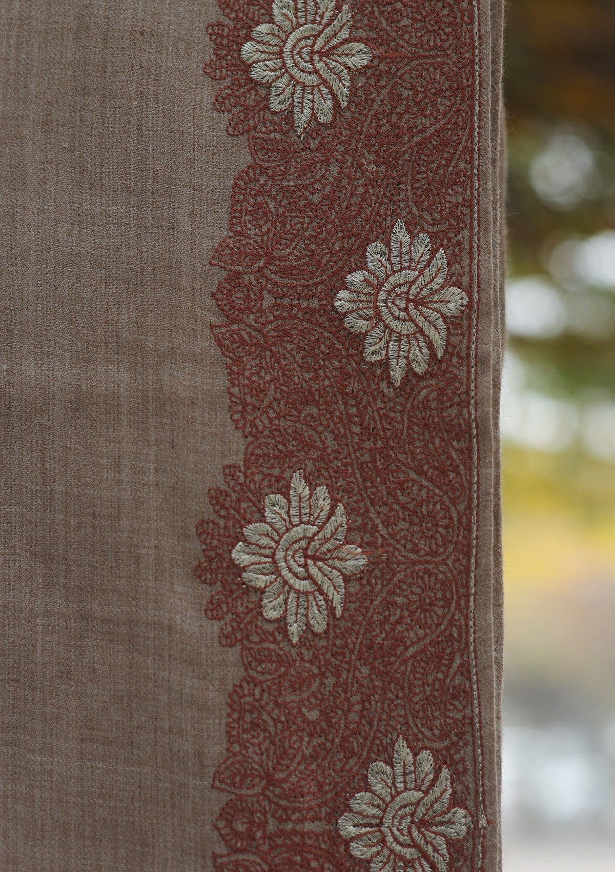 Wool Emboridered Shawl D - 03A - SKIN