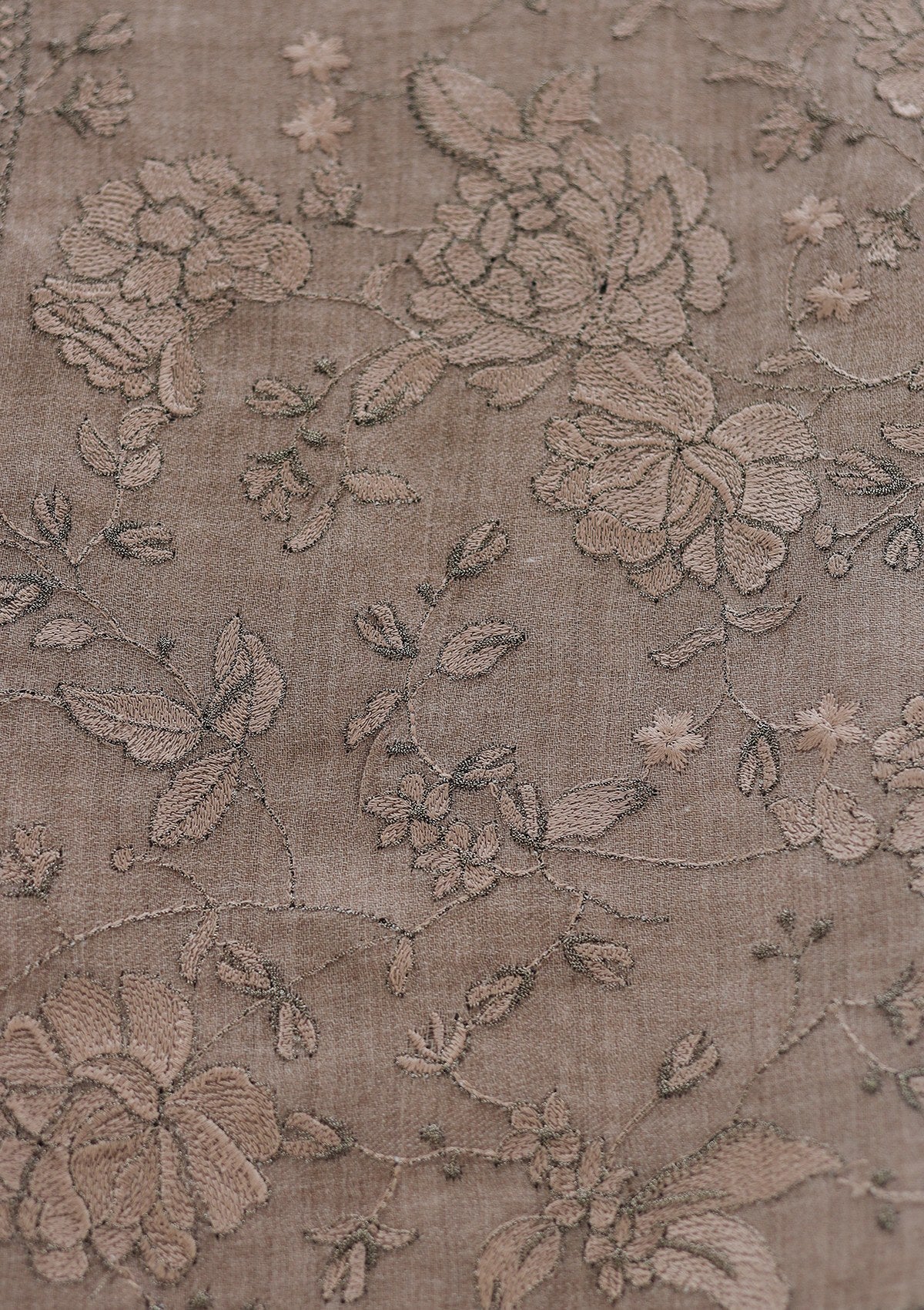 Wool Emboridered Shawl D - 06 - L BROWN