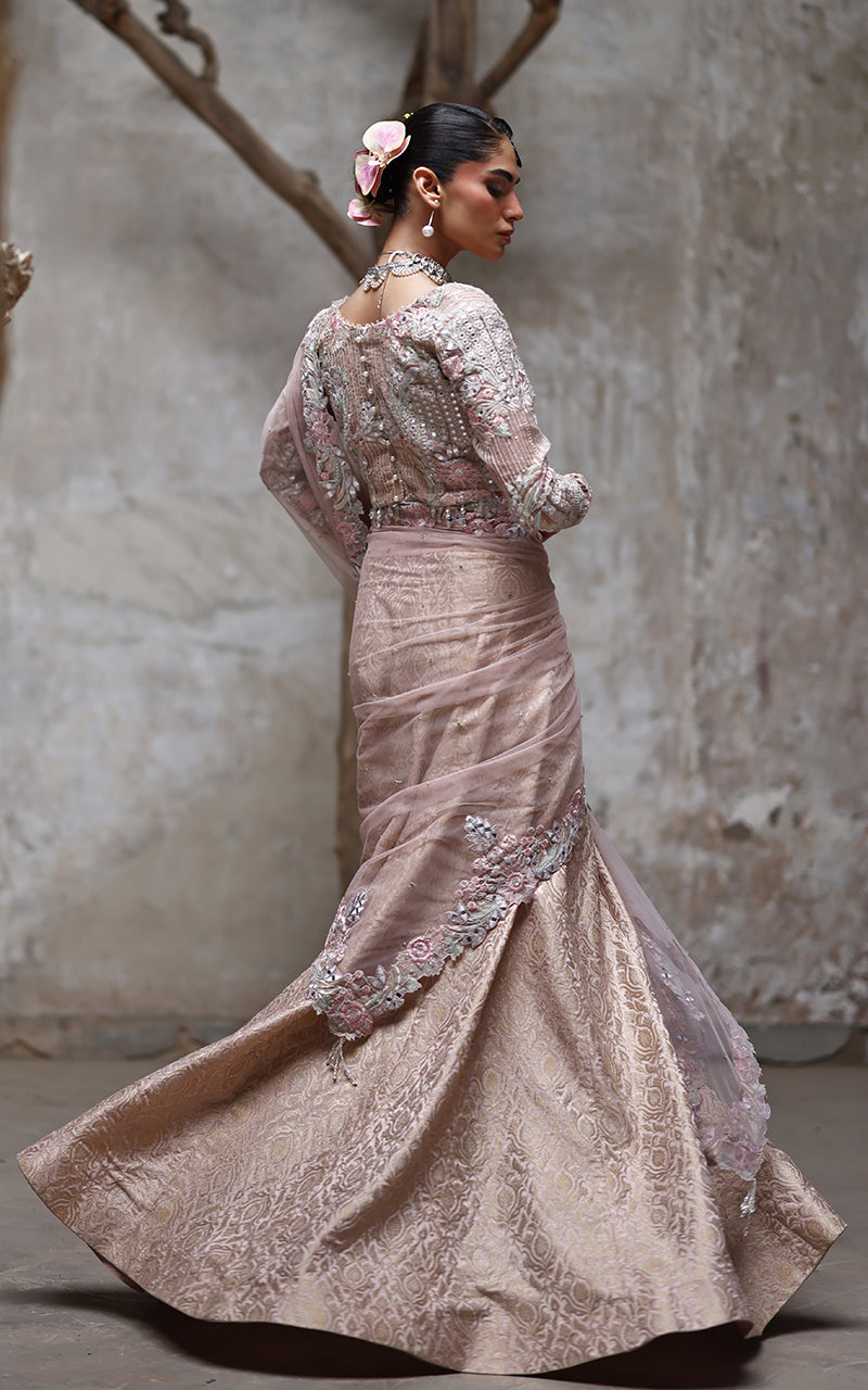 Threads and Motifs | Formal Dresses 25 | Organza Embroidered Blouse With Lehenga - Official Threads and Motifs stockist in UK - Sakeena London