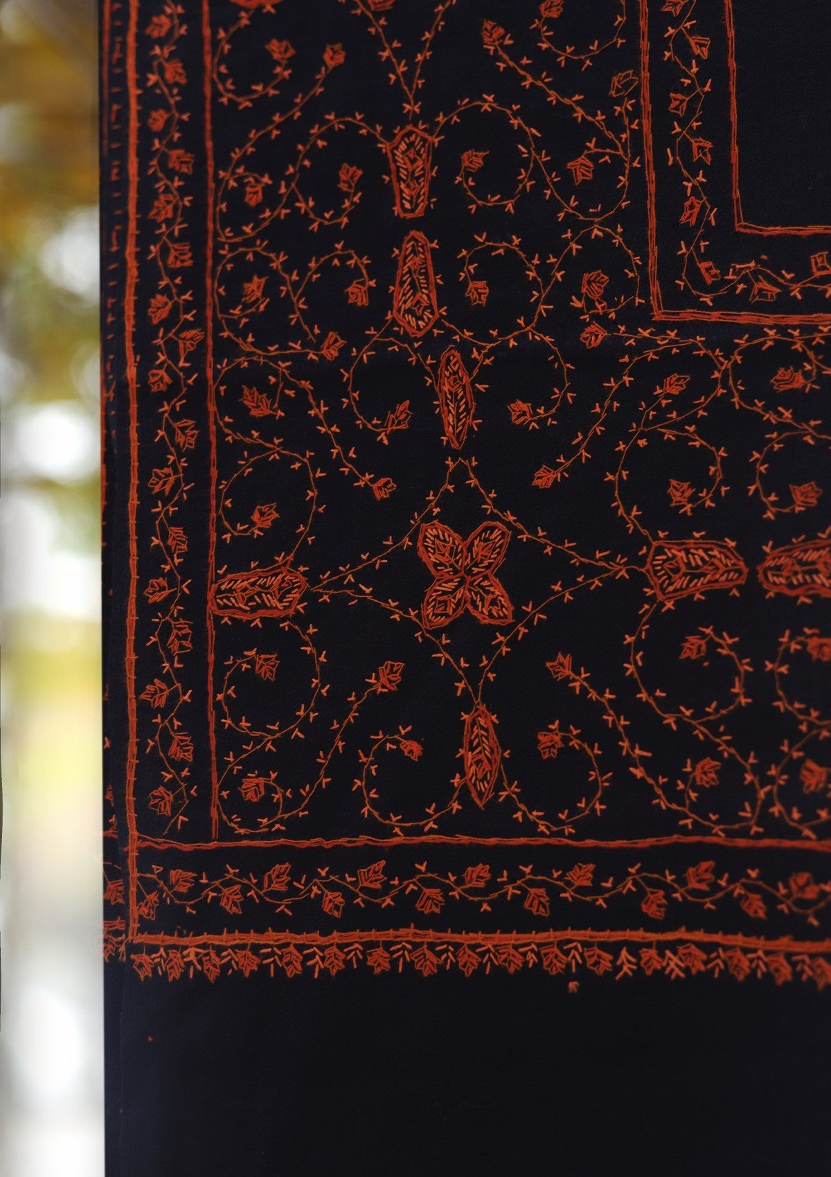 Wool Needle Work Shawl D - 70L - N BLUE