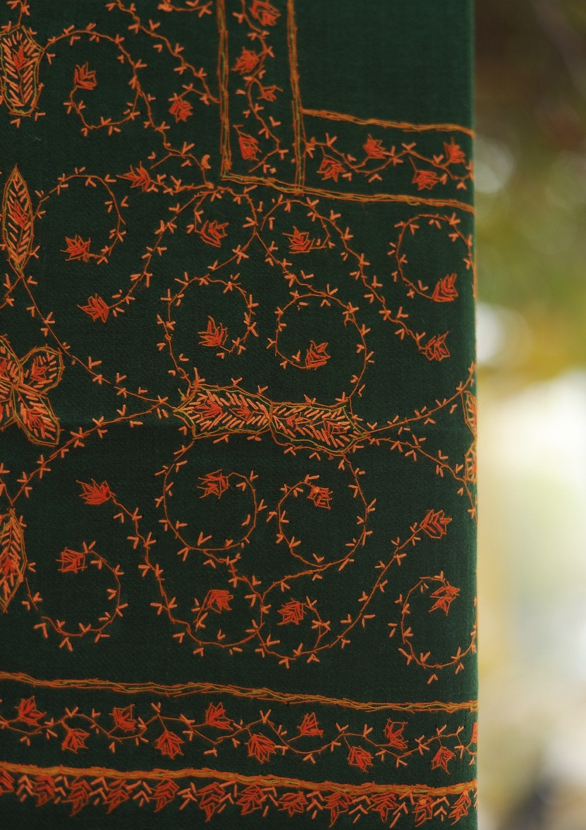 Wool Needle Work Shawl D - 56D - B GREEN