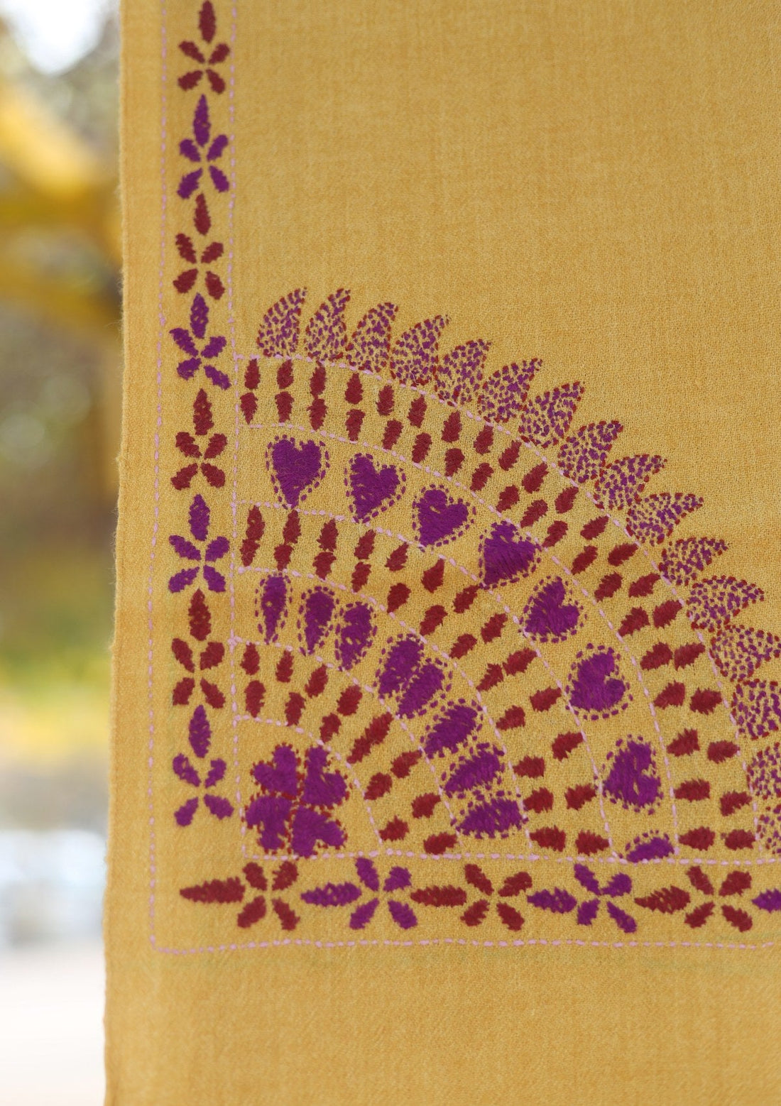 Wool Needle Work Shawl D - 47 - Golden