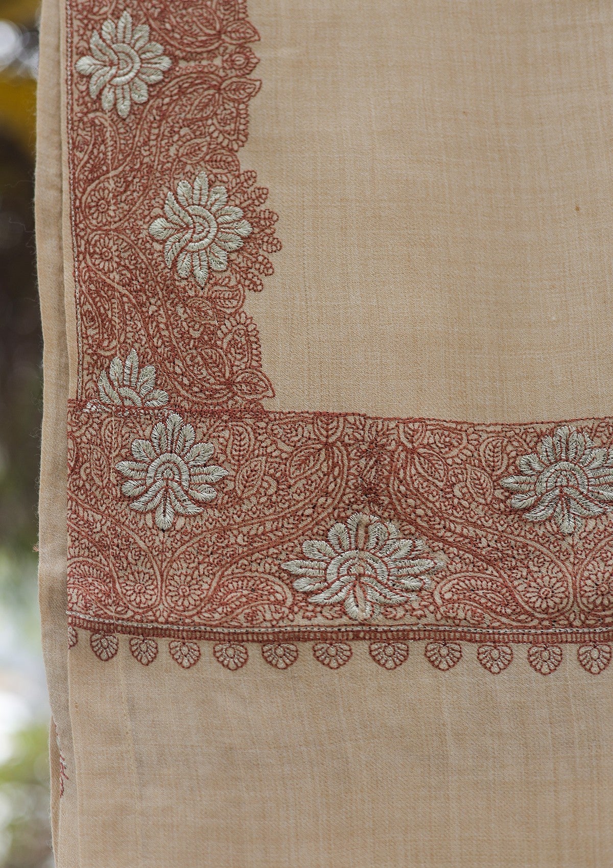 Wool Emboridered Shawl D - 03 - SKIN