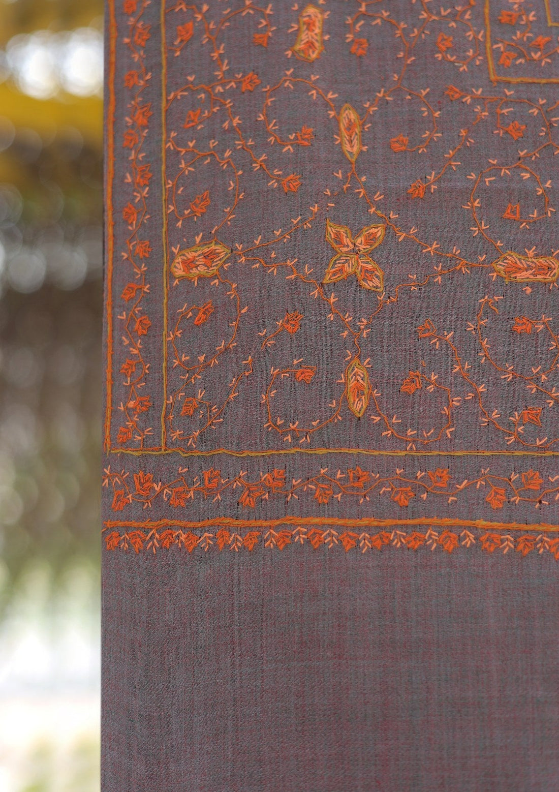 Wool Needle Work Shawl D - 70F - GREY