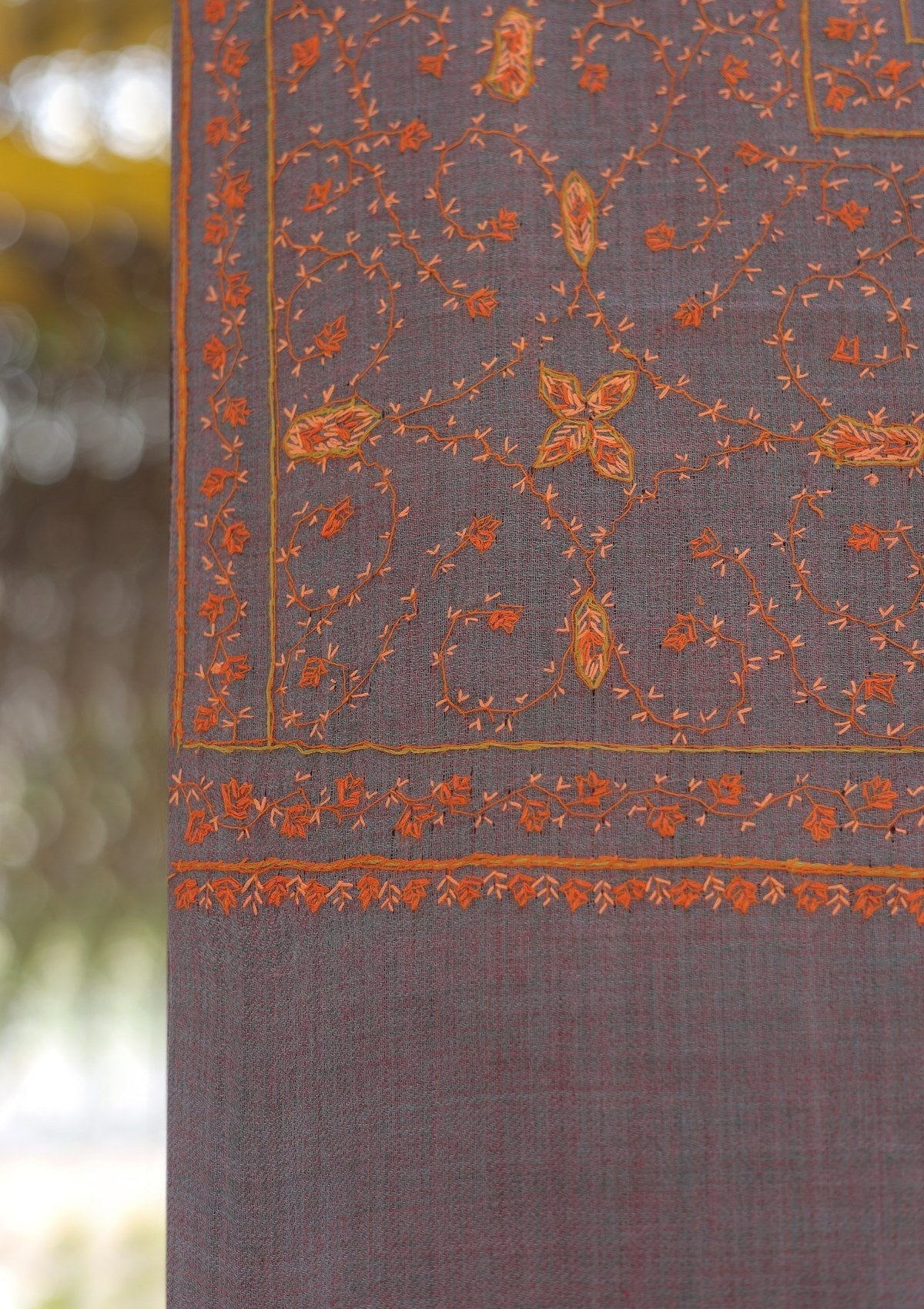 Wool Needle Work Shawl D - 70F - GREY