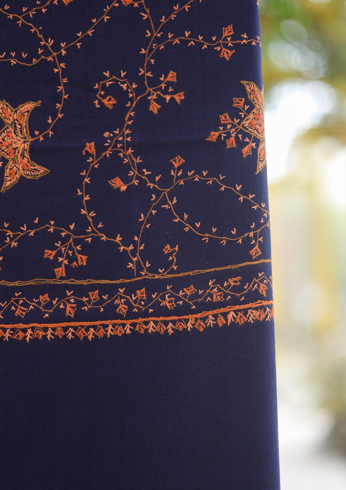 Wool Needle Work Shawl D - 59 - N BLUE