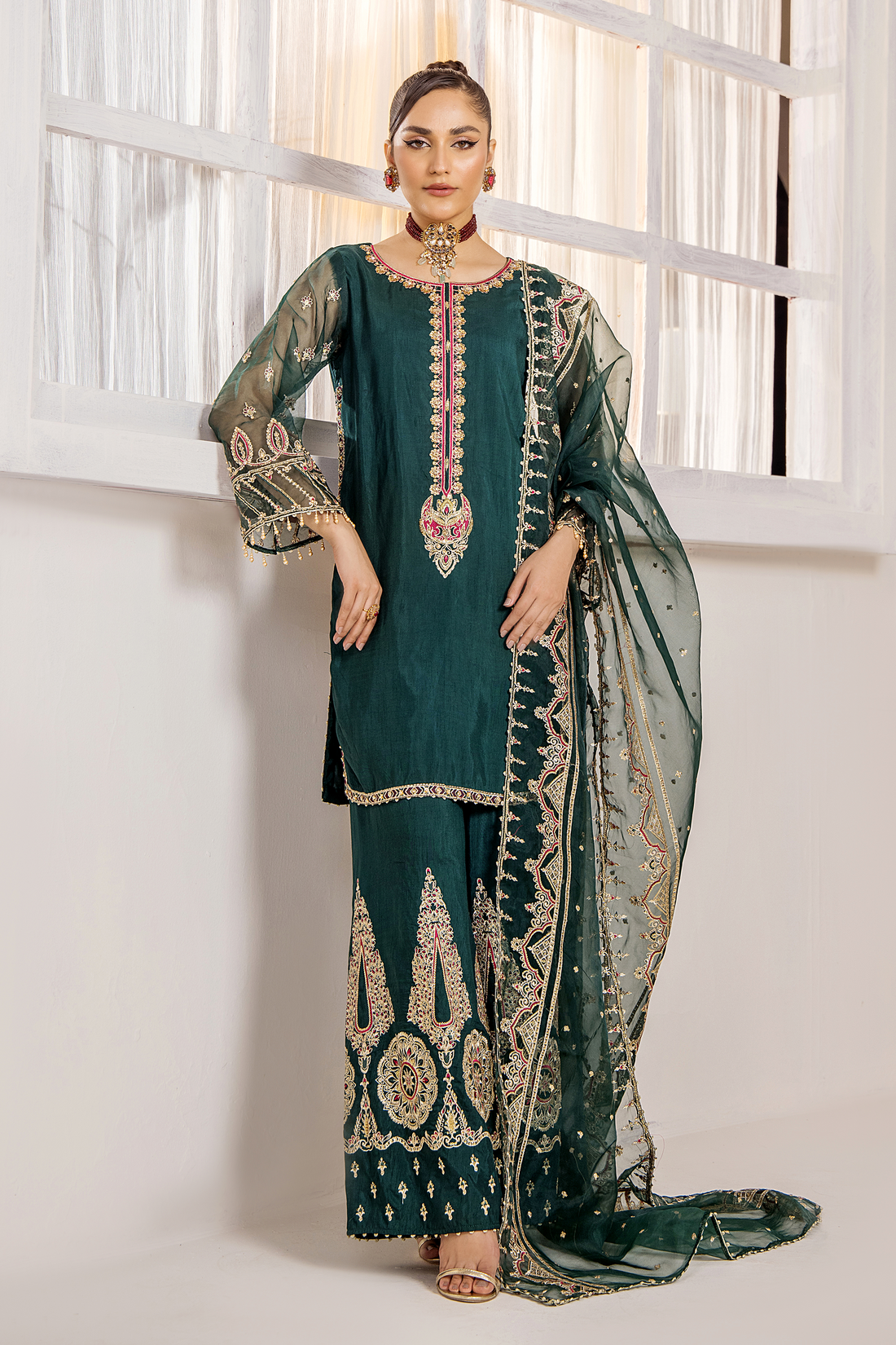 Rajwani | Luxury Formals | Xenia green - Official Rajwani stockist in UK - Sakeena London