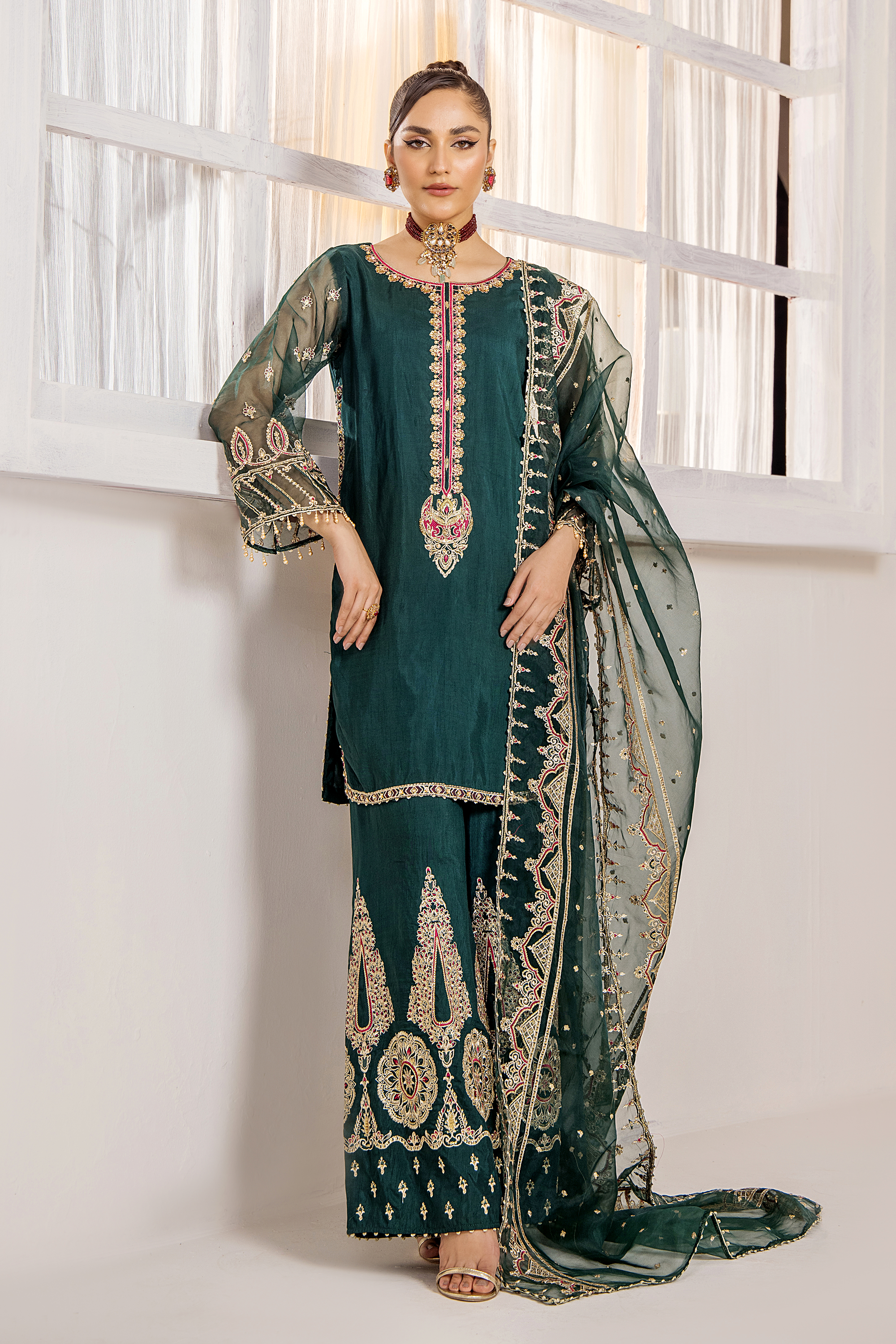 Rajwani | Luxury Formals | Xenia green - Official Rajwani stockist in UK - Sakeena London