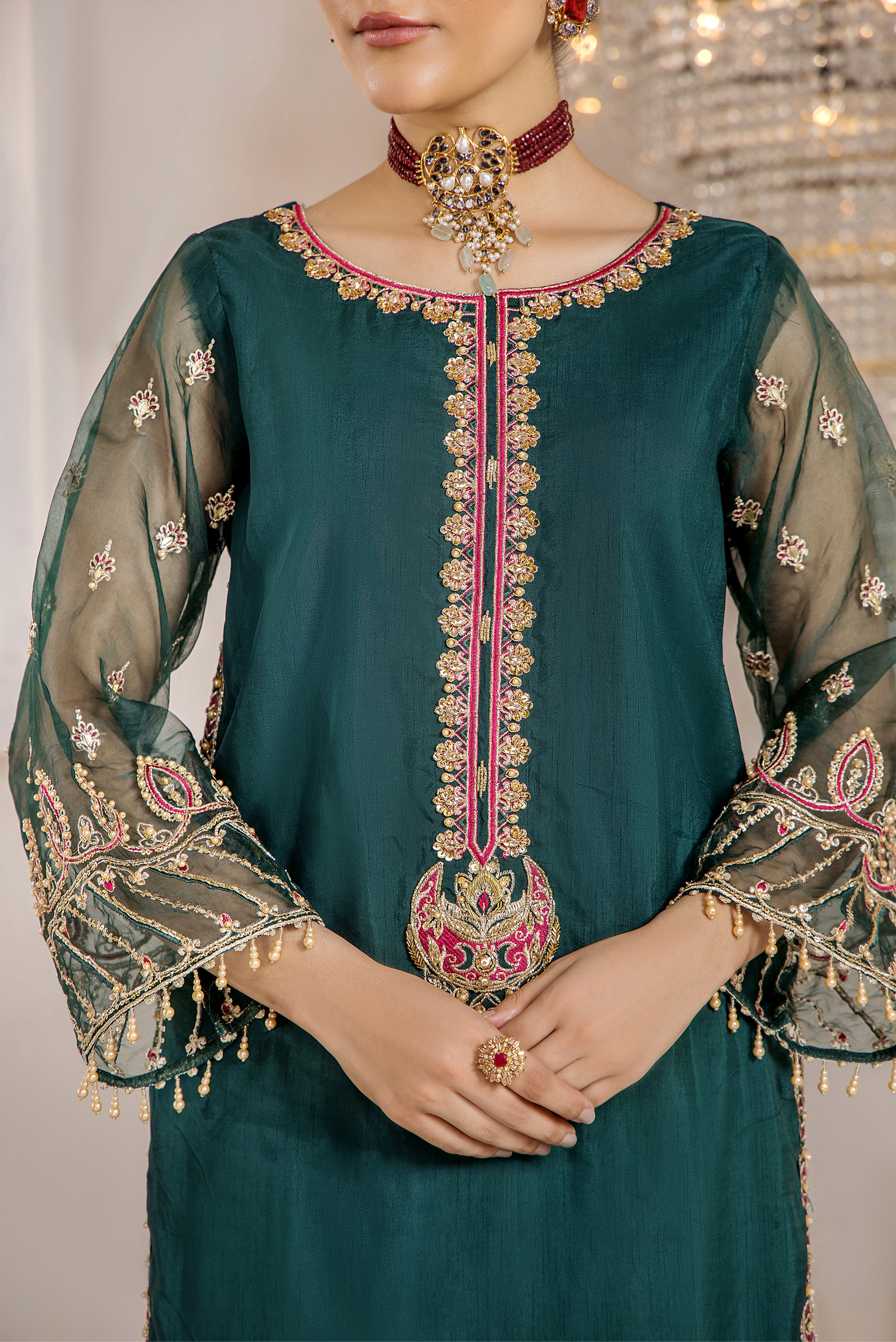 Rajwani | Luxury Formals | Xenia green - Official Rajwani stockist in UK - Sakeena London