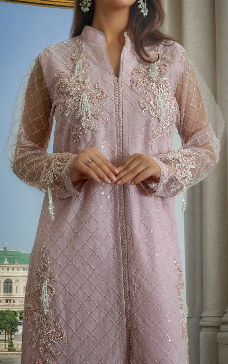 Threads and Motifs | Formal Dresses 25 | Net Embroidered Jacket With Trouser - Official Threads and Motifs stockist in UK - Sakeena London
