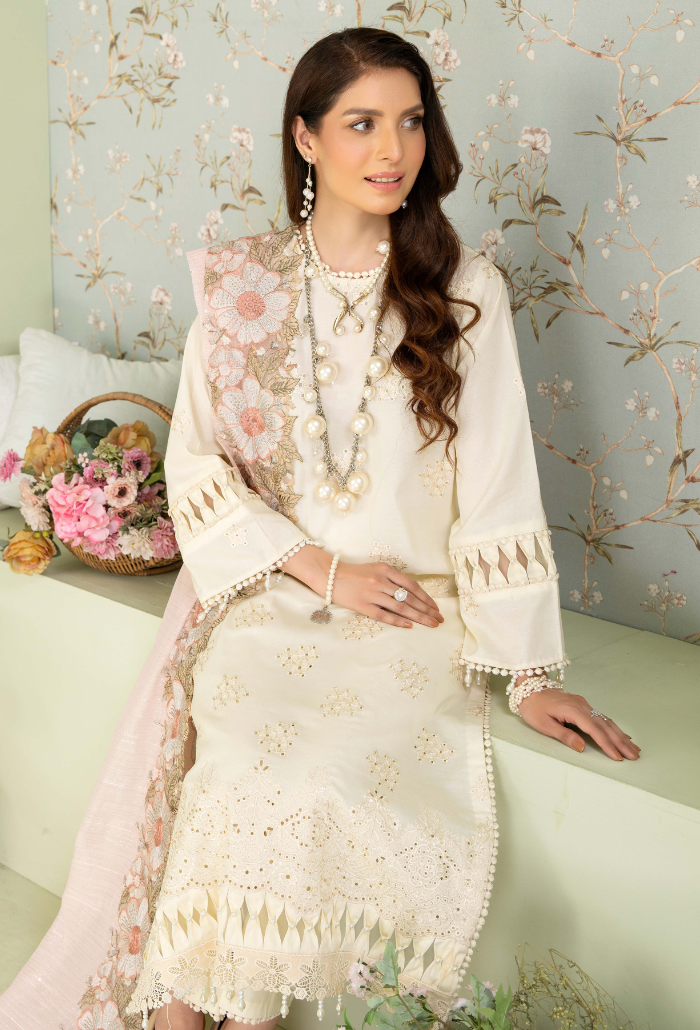 Humdum | Baad e Baharan Lawn | Baad e Baharan - D01 - Official HumDum stockist in UK - Sakeena London