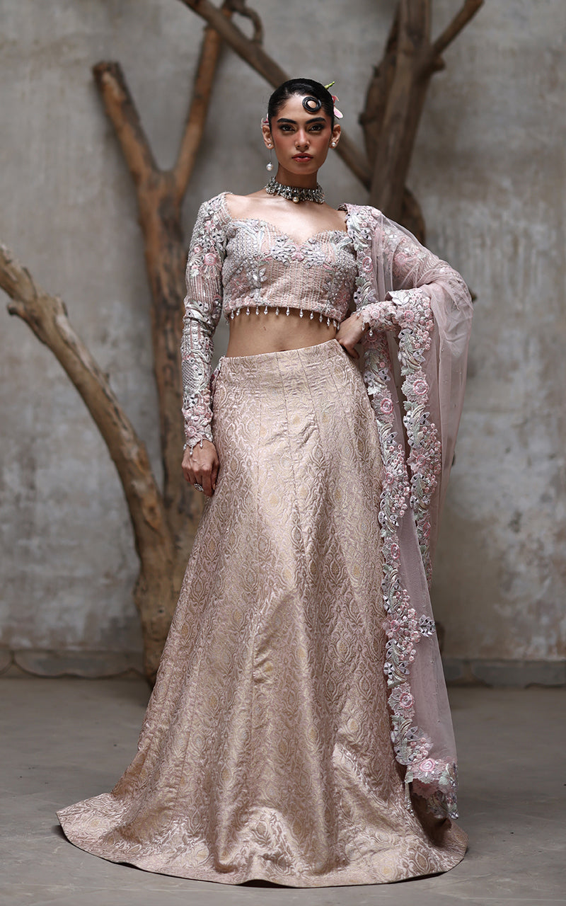 Threads and Motifs | Formal Dresses 25 | Organza Embroidered Blouse With Lehenga - Official Threads and Motifs stockist in UK - Sakeena London