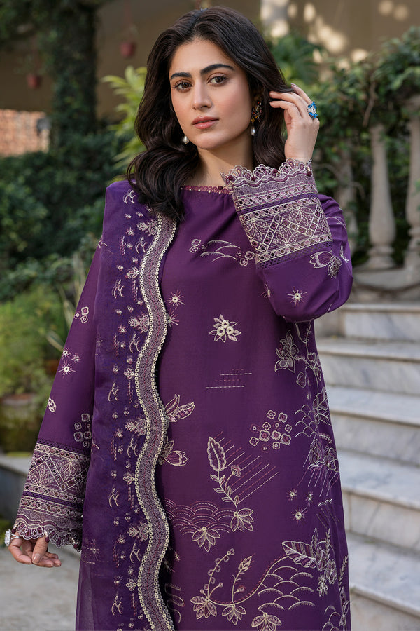 Farasha | Summer Weaves Embroidered Lawn | Raven Plum - Official Farasha stockist in UK - Sakeena London