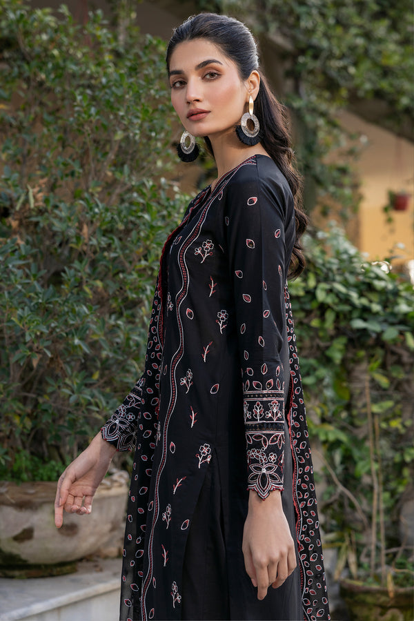Farasha | Summer Weaves Embroidered Lawn | Black Rose - Official Farasha stockist in UK - Sakeena London