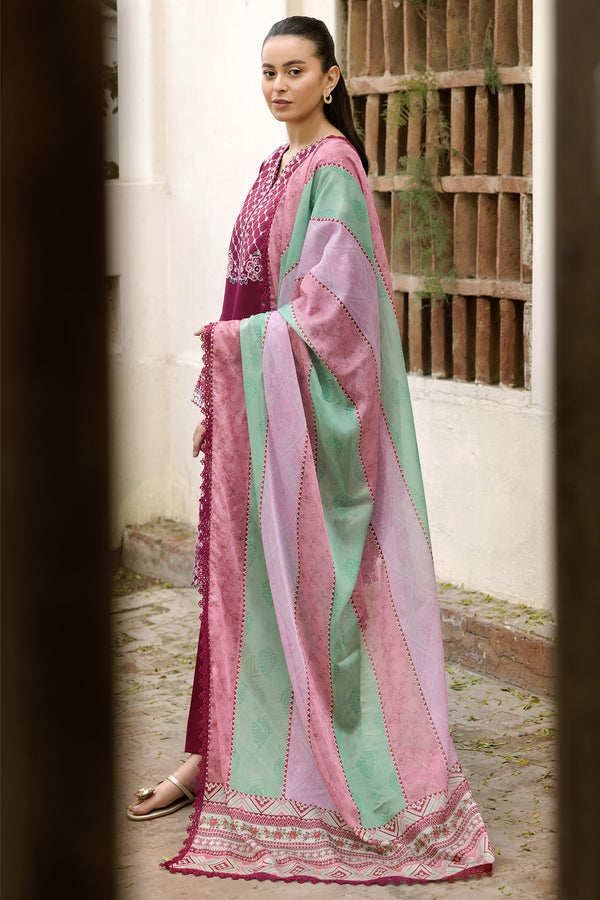 Farasha | Summer Weaves Embroidered Lawn | Satin Ruby - Official Farasha stockist in UK - Sakeena London