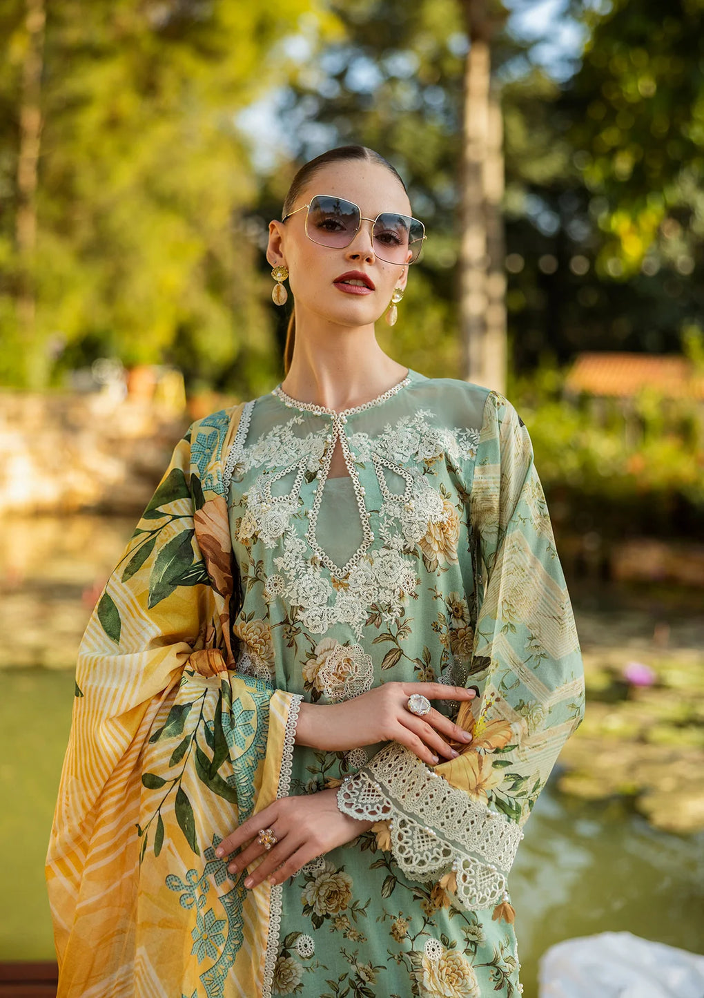 Elaf Premium | Print Chikankari 25 | ELK-06A PISTACHIO DREAMS - Official Elaf Premium stockist in UK - Sakeena London