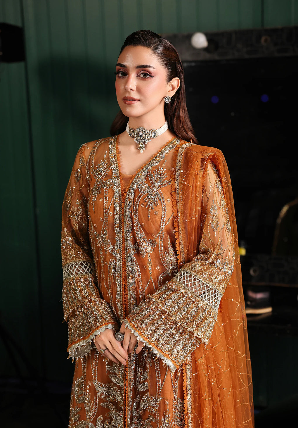 Elaf Premium | Stardom Formal Handwork 25 | ESH-09 SAFFRON - Official Elaf Premium stockist in UK - Sakeena London