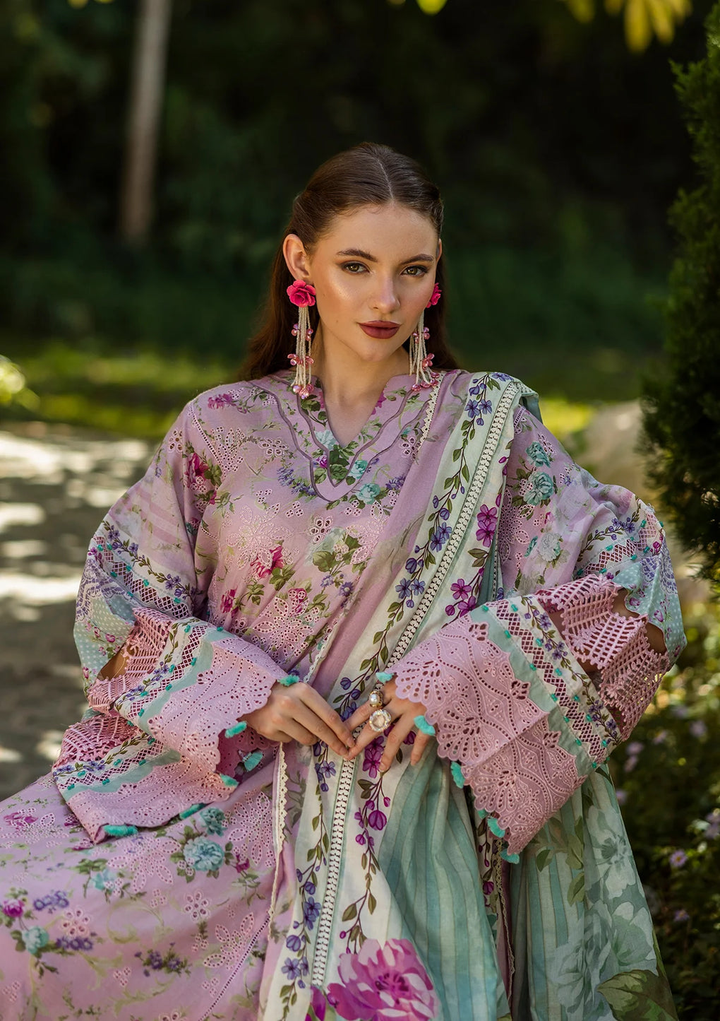Elaf Premium | Print Chikankari 25 | ELK-03B PRINCESS ROSE - Official Elaf Premium stockist in UK - Sakeena London