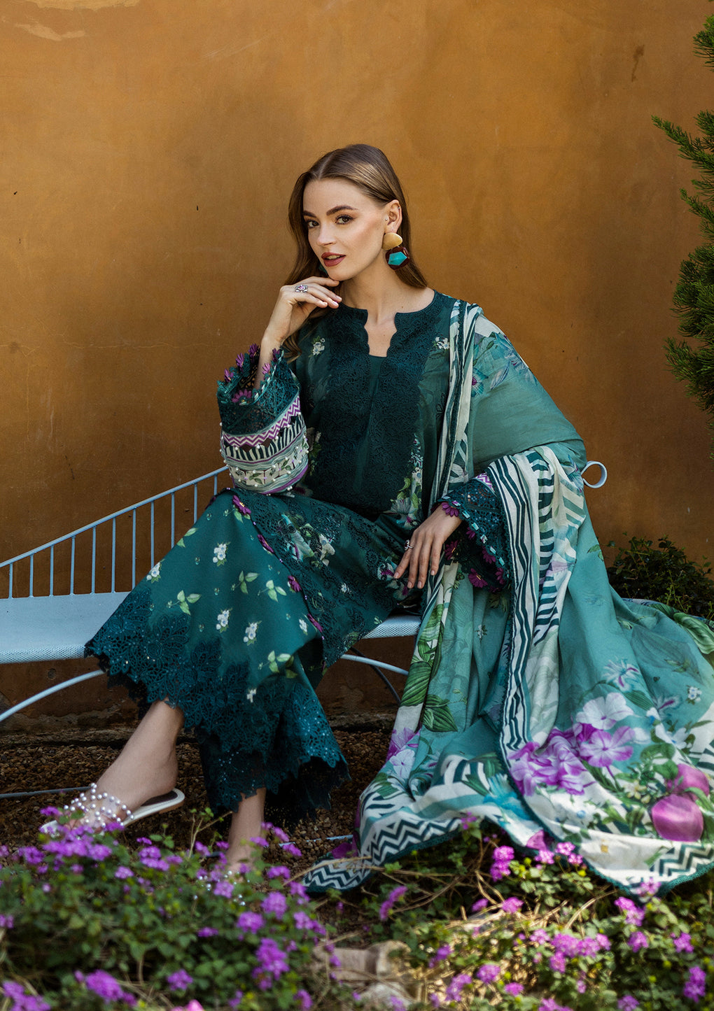 Elaf Premium | Print Chikankari 25 | ELK-07B JADE EMBRACE - Official Elaf Premium stockist in UK - Sakeena London
