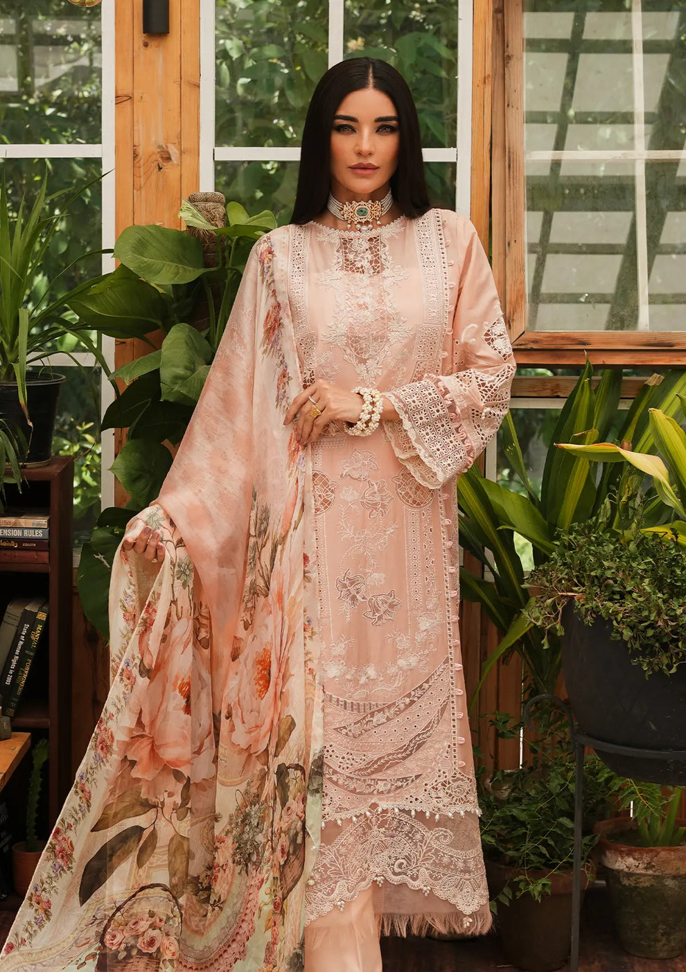 Kahf Premium | Luxury Lawn 24 | KLE-03A Flamingo - Official Kahf Premium stockist in UK - Sakeena London