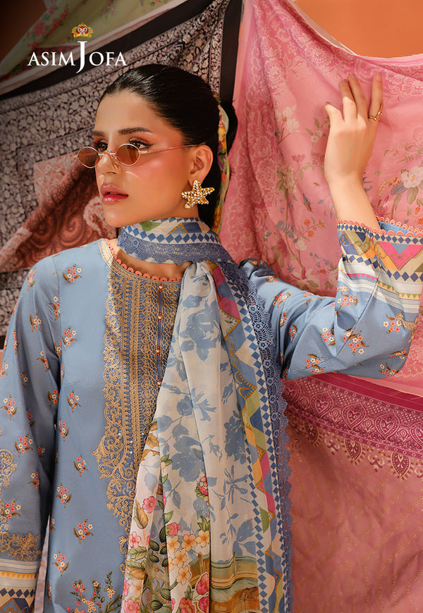 Asim Jofa | Summer Rhapsody | AJUBU-11 Printed Embroidered Lawn - Official Asim Jofa stockist in UK - Sakeena London