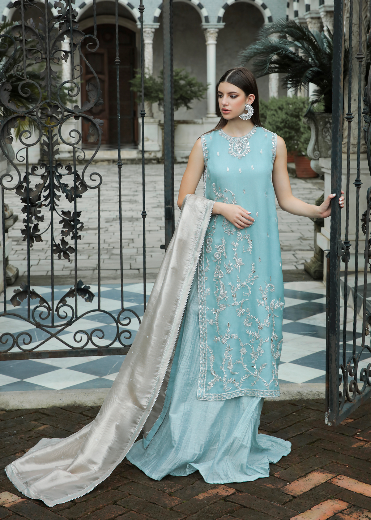 Purple Haze Pret Studio | Apsara Formals | Ice Blue Organza Outfit - Official Purple Haze stockist in UK - Sakeena London