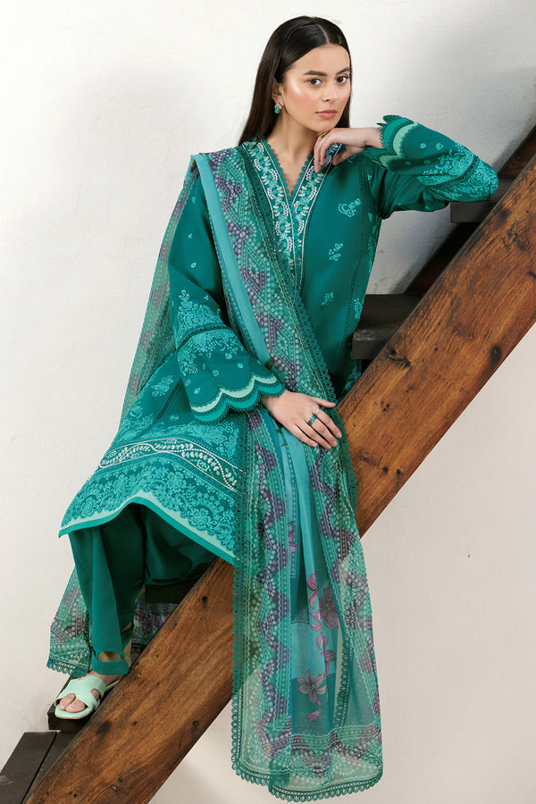Farasha | Summer Weaves Embroidered Lawn | Dewy Teal - Official Farasha stockist in UK - Sakeena London