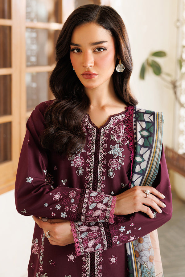 Farasha | Summer Weaves Embroidered Lawn | Burgandy Rush - Official Farasha stockist in UK - Sakeena London