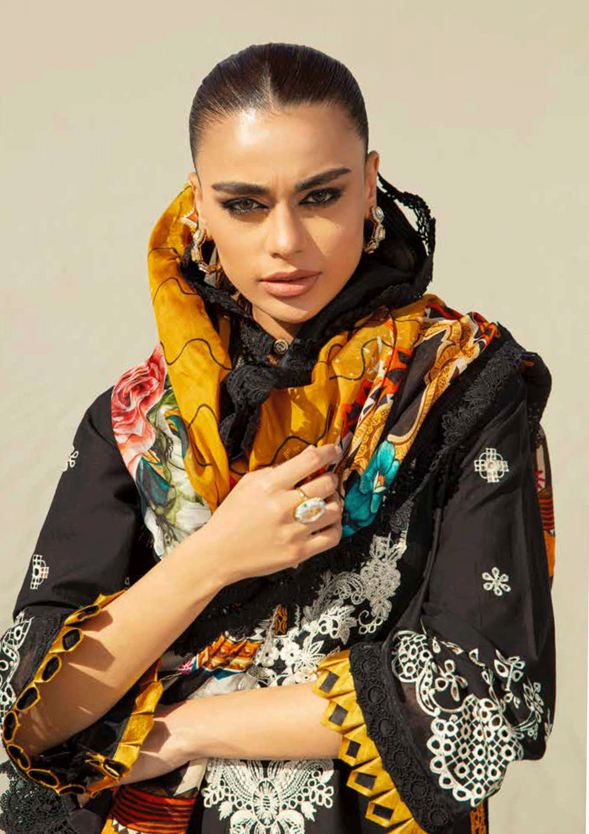 Lawn Collection - Maryam Hussain - Luxury - D#4 - Mustard Affair